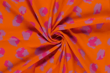 Tierdruck - Tricot stof - digitaal panterprint - oranje - 26816-036