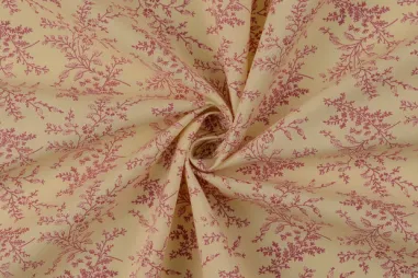 Stoffe - Katoenen stof - poplin - bladeren - oudroze - 60692-014