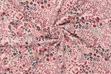 2027 - Ribcord stof - corduroy - bubble - stretch - bloemetjes - lichtroze - 23095-820
