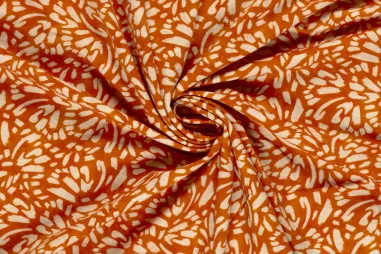 Oeko-Tex klasse 1 - Tricot stof - French Terry - fantasie - oranje - 24520-036