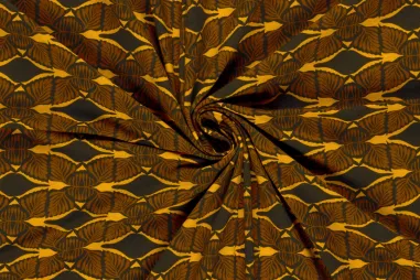 Uitverkoop - Tricot stof - French Terry - abstract - bruin - 24525-056