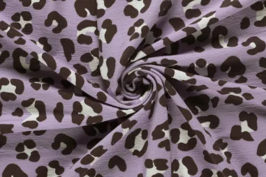 Onesie - Tricot stof - terry crêpe - dierenprint - lila - 25511-143