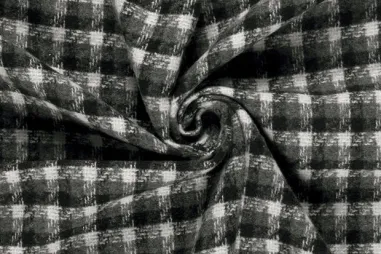 Schwarze Stoffe - Geruite stof - jacquard - brushed - zwart - 26075-069
