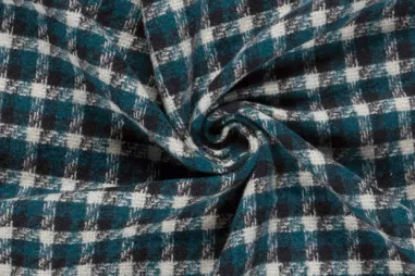 Petrol stoffen - Geruite stof - jacquard - brushed - petrol - 26075-024