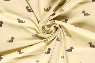 Alle Saisons - Tricot stof - dinosaurussen - beige - 26671-052