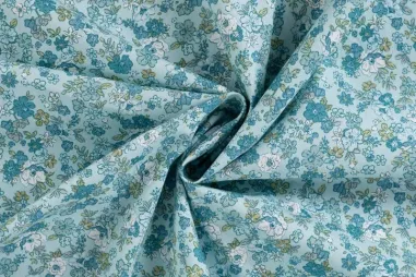 Quality - Katoenen stof - poplin - bloemetjes - dusty blauw - K15129-920