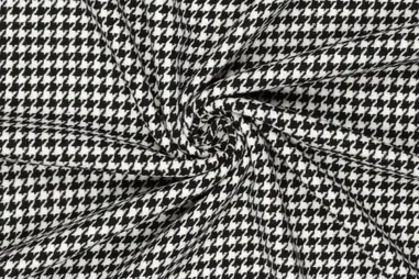 Polyester stoffen - Polyester stof - wolmix - pied de poule - zwart wit - 22119-999
