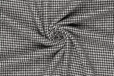 Polyester stoffen - Polyester stof - wolmix - pied de poule - zwart wit - 22119-998
