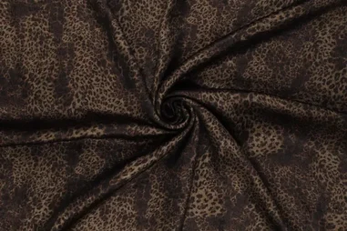 Polyester stoffen - Polyester stof - velvet satin foil - dierenprint - bruin - 22408-100