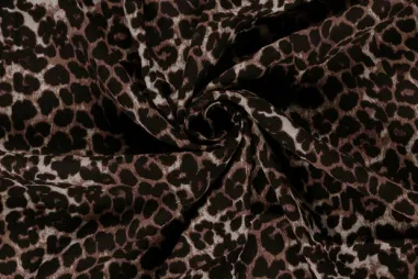 My Image, editie 33 - Satijn stof - panterprint - bruin - 33/26053-054