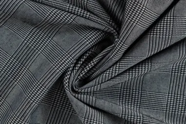 Hose - Geruite stof - jacquard - prince de galles - zwart - Q22903-690