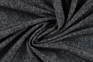 Yarn Dyed (garengeverfd) - Rayon stof - jacquard brushed - herringbone - zwart - Q22924-690