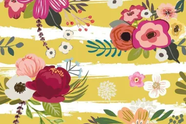 Polyesterstoff – heavy knit – Karomuster – Ocker – 20230-034 - Katoenen stof - strepen & bloemen - geel multi - 91310-605