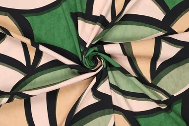 140gr/M² - Viscose stof - poplin - stretch - abstract - groen - 23009-307