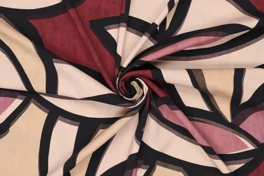 Weinrot - Viscose stof - poplin - stretch - abstract - wijnrood - 23009-400