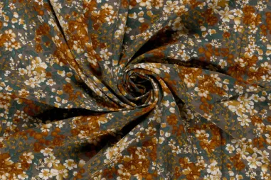 Bloemetjes stoffen - Viscose stof - poplin - bloemetjes - donkergrijs - 33-26049-068
