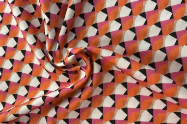 JT stoffen - Viscose stof - retro - oranje - JT812