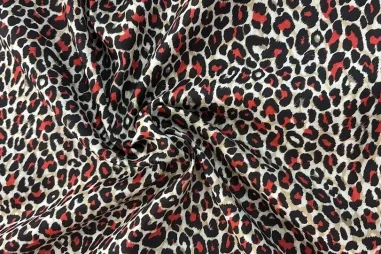 Luftige - Katoenen stof - mix - dierenprint - rood - JT829
