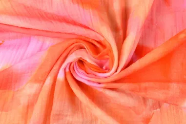 Musselin Stoffe - Mousseline stof - fantasie - oranje roze - 60440-008