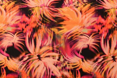 Fantasie - Viscose stof - satijn - digitaal fantasie - koraaloranje - 60256-013