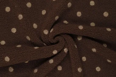 Teddy stoffen - Teddy stof - stippen - (donker)bruin - 23179-100