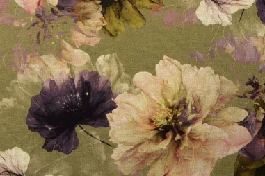 Olivgrün - Tricot stof - digitaal bloemen - olijf - 60639-027