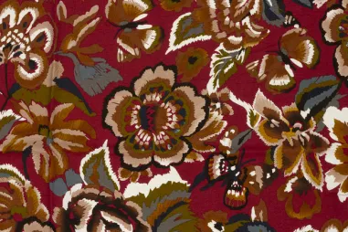 105gr/M² - Viscose stof - nylon crepe - bloemen - bordeaux - 26021-018