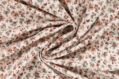 Bloemetjes stoffen - Tricot stof - French Terry - bloemetjes - zand - 4/K20147-521