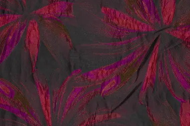 Polyester stoffen - Polyester stof - jacquard & lurex - bloemen - rood - 26082-017
