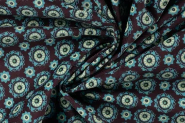 Petrol stoffen - Ribcord stof - corduroy - digitaal fantasie cirkels - petrol - P29018-942
