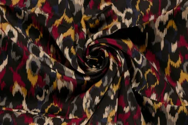 Multi - Viscose stof - satijn - abstract - bordeaux multi - 33/26013-018