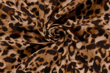 Dierenprint stoffen - Viscose stof - borken crepe - fantasie dierenprint - camel - 33/26031-053