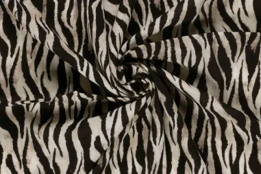 Dierenprint stoffen - Viscose stof - borken crepe - fantasie dierenprint - zwart - 33/26034-069