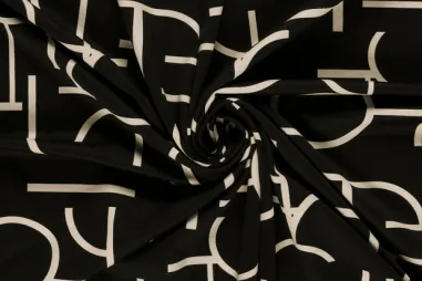 T-Shirt stoffen - Tricot stof - punta di roma - abstract - zwart - 33/26039-069