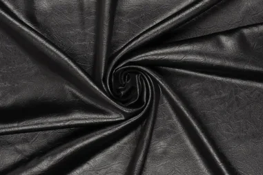 Satin - Satijn stof - leatherlook - zwart - 22406-999