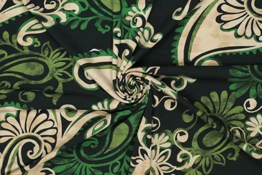 Grüne Stoffe - Tricot stof - oriental paisley - groen - 23003-307