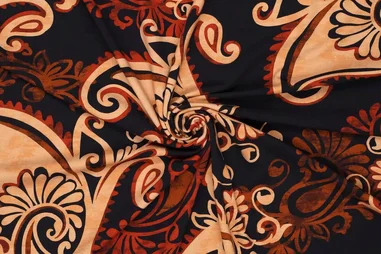 220gr/M² - Tricot stof - oriental paisley - terra - 23003-445