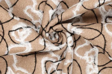 Gestickt - Embroidery stof - swirl firenze - naturel - 23069-098