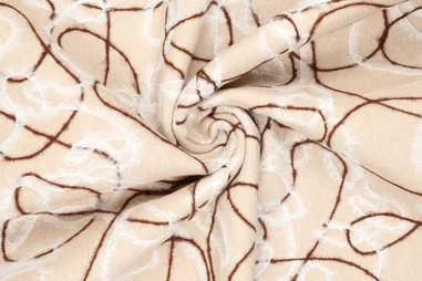 Gestickt - Embroidery stof - swirl firenze - ecru - 23069-035