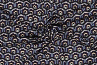 240gr/M² - Tricot stof - punta di roma - half diamonds - blauw - 23018-690