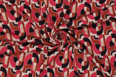 T-Shirt stoffen - Tricot stof - punta di roma - retro - roze - 23021-870