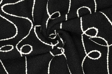 320gr/M² - Embroidery stof - bouclé mantelstof - lana fantasia - zwart - 23072-999