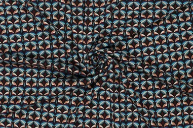 240gr/M² - Tricot stof - punta di roma - diamond stars - blauw - 23019-670