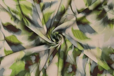 Zomer stoffen - Viscose stof - mix - bladeren - groen - 23039-315