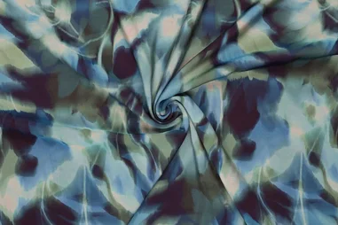 Voorjaar stoffen - Viscose stof - mix - bladeren - blauw - 23039-635