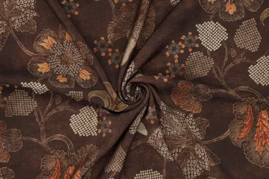 Nieuwe stoffen - Viscose stof - mix - bloemen - bruin - 23040-105