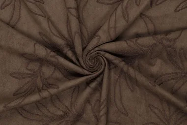 Blumenmotiv - Embroidery stof - suèdine - super suede florio - donkerbruin - 23066-105