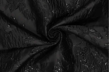 Neue Stoffe - Polyester stof - jacquard metaal - bloemen - zwart - 23185-999