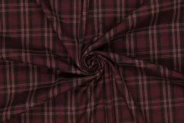 Donkerrode stoffen - Geruite stof - lichte rek - donkerrood - 23226-400