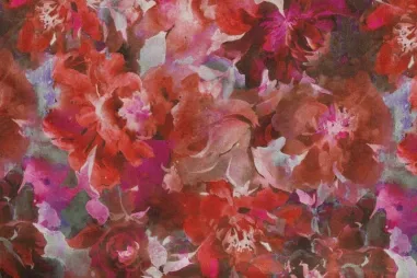 Nieuwe stoffen - Suèdine stof - scuba suede - bloemen - fuchsia - Q22958-170